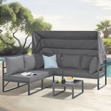 thumbnail of SVITA MAUI Gartenmöbel-Lounge-Set mit Dach Outdoor-Sofa Strandkorb-Sonneninsel Stahl Grau