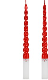 thumbnail of 2 Spitzkerzen Paraffin 25cm - Kerzen Weihnachtsmann Weihnachtskerzen Adventskerzen Stabkerzen Tafelkerzen Tischkerzen Dekokerzen Kerzenfigur Rot Weiß