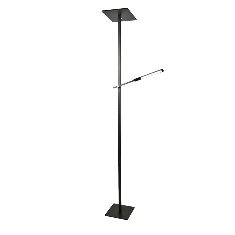 Ideal - Piantana a Led Nera in metallo H.180 cm Fabas Luce - 2 luci da 40W e 8W a led integrato 3000K