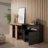 thumbnail of Dressoir, Opbergkast, Buffetkast, Sideboard, 200x35x75cm, 4 Deuren, Woonkamer, hal, Moderne stijl, Eiken/Zwart _ 62_13