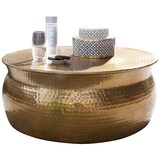 thumbnail of Couchtisch 75x31x75 cm Aluminium Gold Beistelltisch orientalisch rund, Flacher Hammerschlag Sofatisch Metall, Design Wohnzimmertisch modern,
