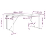 thumbnail of Table à manger cadre en O 180x90x75 cm bois de pin massif acier Modèle Polaris Bois Plus