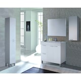 thumbnail of Dmora Unterschrank Lakewood, Badezimmerschrank, Kleiderschrank mit 2 Türen und zWeißchubladen mit Spiegel, 80x45h80 cm, Glänzend Weiß