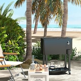 thumbnail of Carro de bebidas refrigerado 56L carro nevera con ruedas abrebotellas y estante para patio fiesta terraza 67x35x80 cm