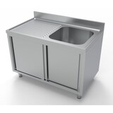 thumbnail of Combisteel Spülschrank 2 Schiebetüren 1 Becken rechts Edelstahl 1200x700x850mm