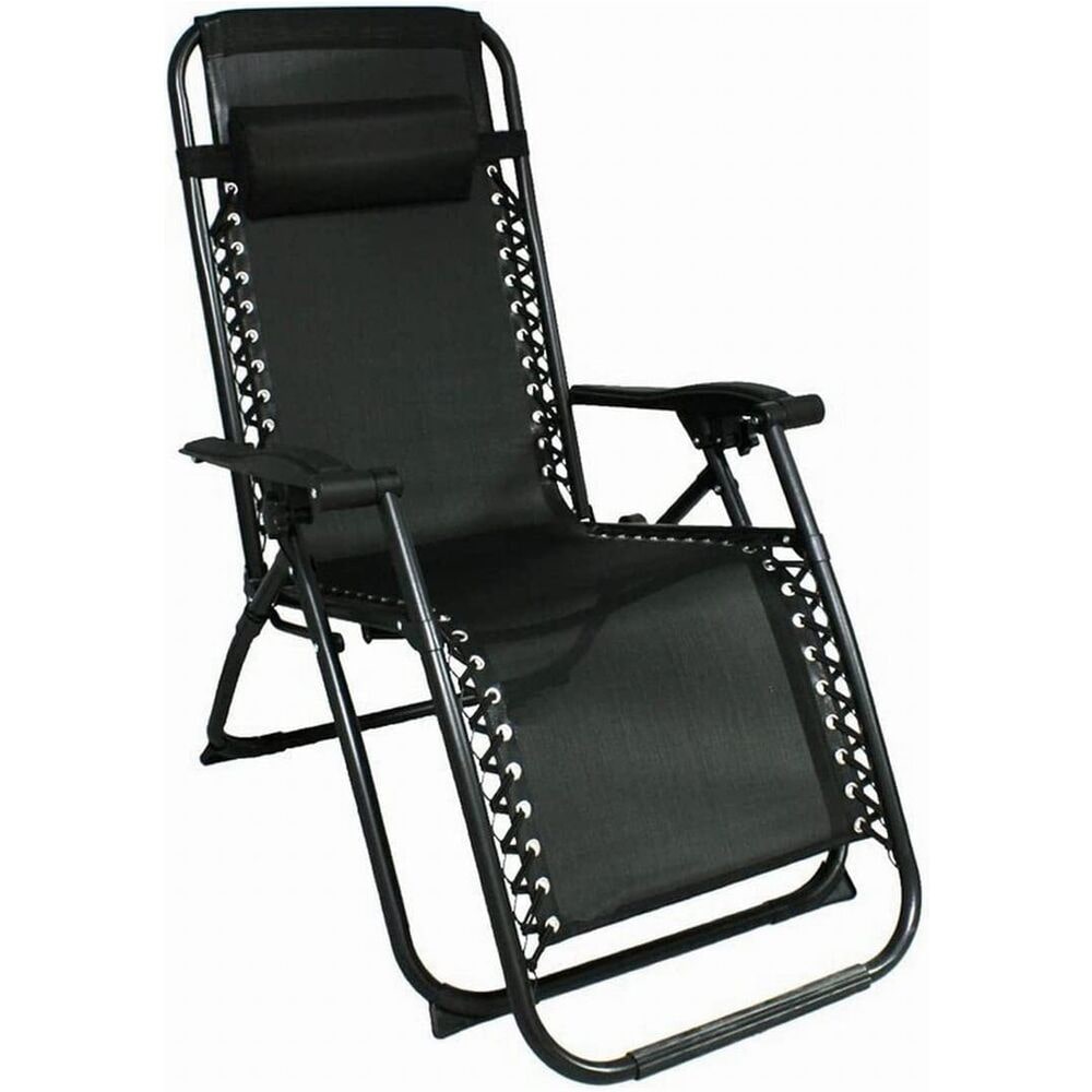 Tumbona reclinable negra 177 x 65 x 113 cm