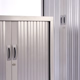 thumbnail of Rocada armario metálico con puertas de persiana color gris ral 9006 incluye 4 baldas. medida 80x198x45cm (largo x alto x prof)