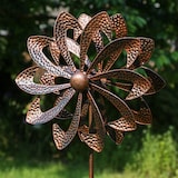 thumbnail of Doppel Windrad ANTIK Gartendeko Metall H: 140cm kupfer Windspiel