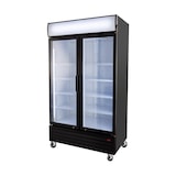 thumbnail of GastroHero Getränkekühlschrank ECO 1000 mit Klapptüren, schwarz, LED-Innenbeleuchtung, Leuchtaufsatz, abschließbar & energieeffizient