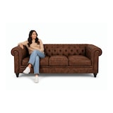 thumbnail of Chesterfield Bank - 3 Zits - Vintage Bruin - Leer - Sofa - Bankstel - Chesterfield