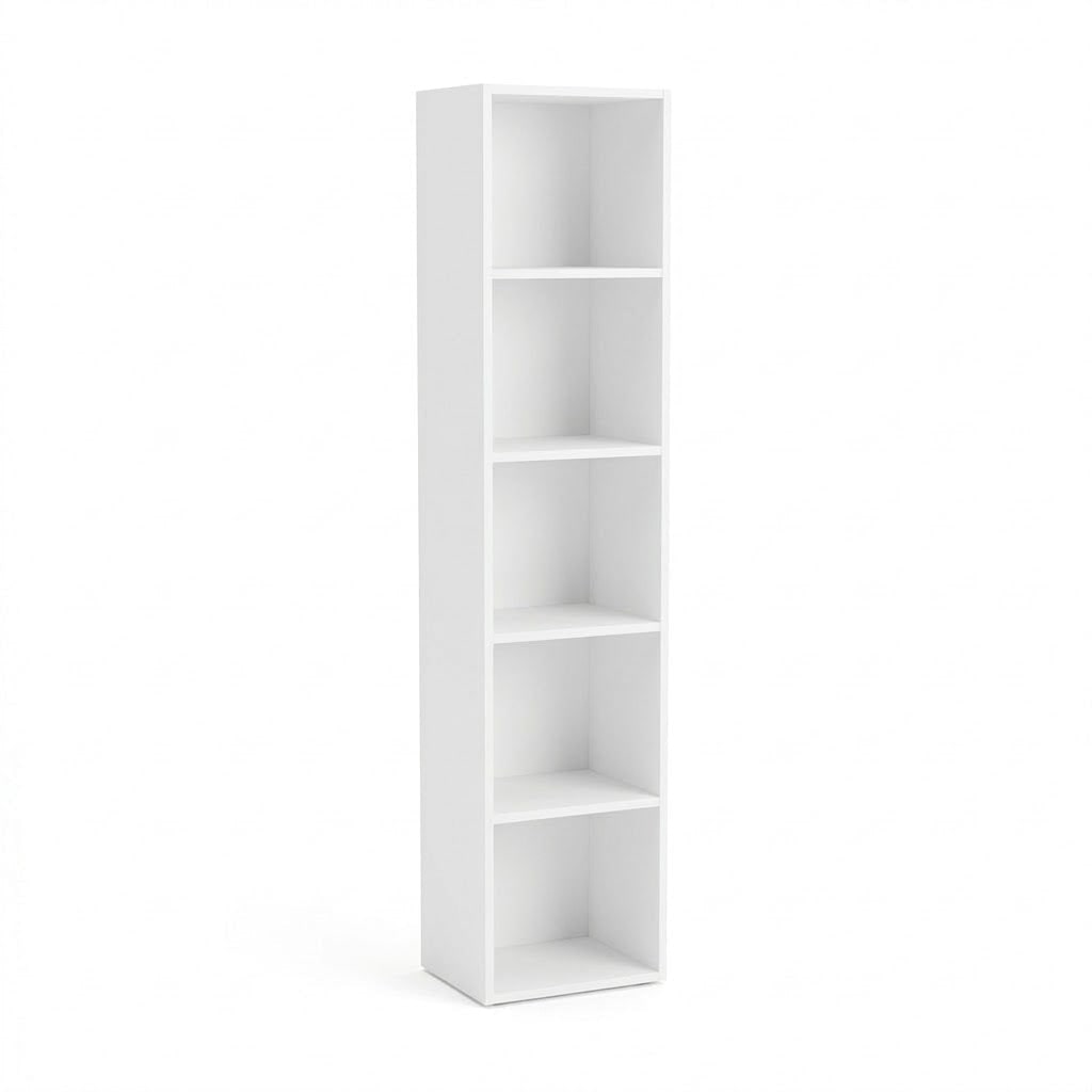Libreria Scaffale 5 Vani Mobile Soggiorno Ufficio Casa 30x24x132 Cm - Bianco