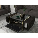 thumbnail of Dmora Wohnzimmertisch Dpagliar, Niedriger Wohnzimmertisch, Kaffeeregal, Couchtisch für Sofa, 104x60h37 cm, Schwarz und Gold