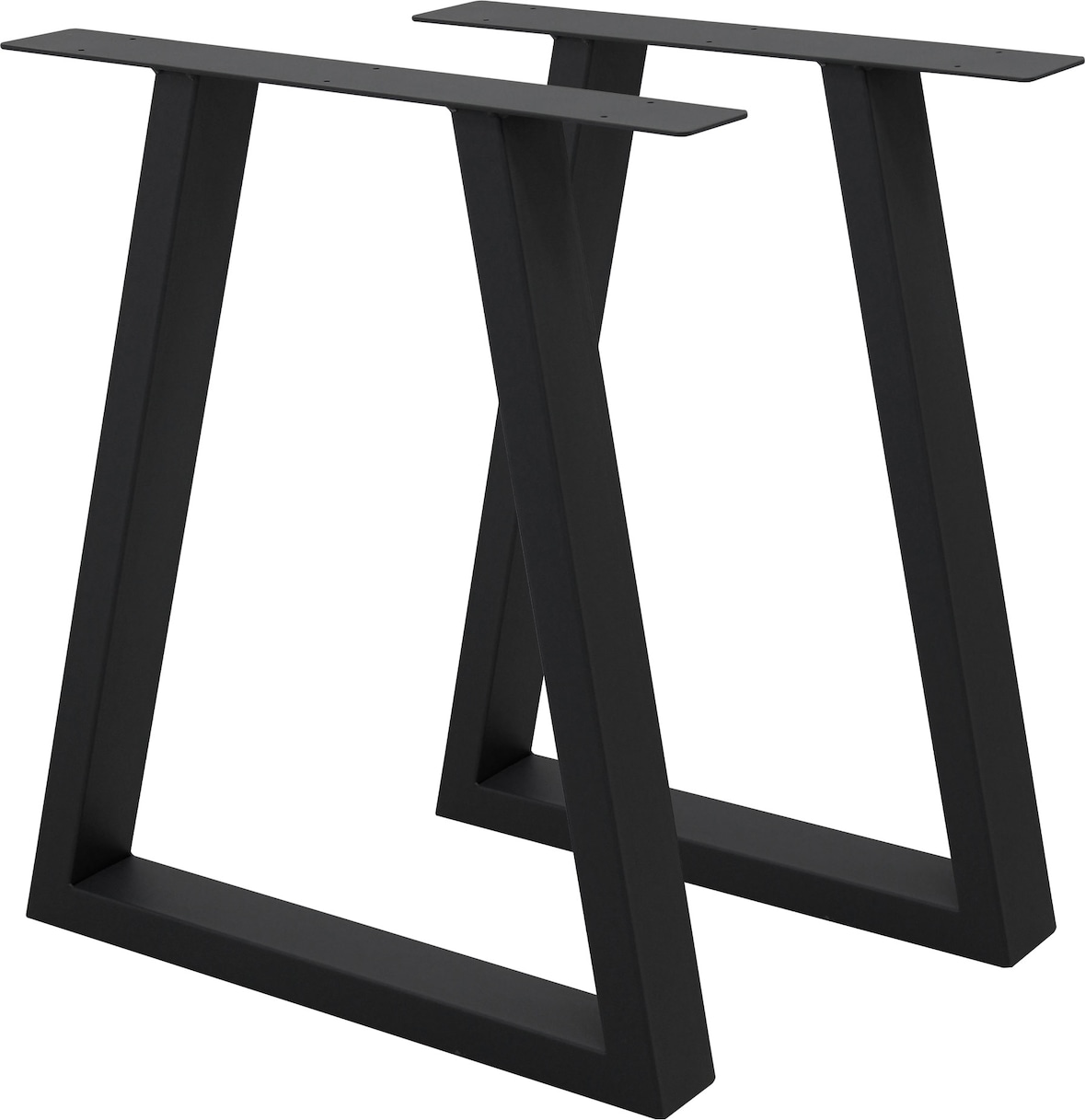 ECD Germany Tischbeine 2er Set Trapez 60x72 cm Schwarz | Stahl pulverbeschichtet, Industrial Tischkufen Tischgestell Esstisch