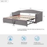 thumbnail of Ausziehbett 90x200 cm, erweiterbar auf 180x200 cm mit Lattenrost – Vielseitiges Polsterschlafsofa in Grau mit Samtbezug