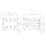 thumbnail of Forno elétrico de pizza para 2 pizzas 35 cm Ø, 2 câmaras 40 x 40 cm, gama de temp.: 50-350°C, 2,4 kW, 230 V, 11036 Vaiotec