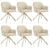 thumbnail of tectake Lona fluwelen draaistoel met dikke vulling - 6-delige set creme/goud