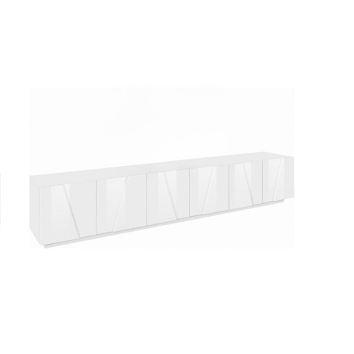 Web Furniture PING Porta Tv Melaminico 6 Ante 240cm Bianco Lucido