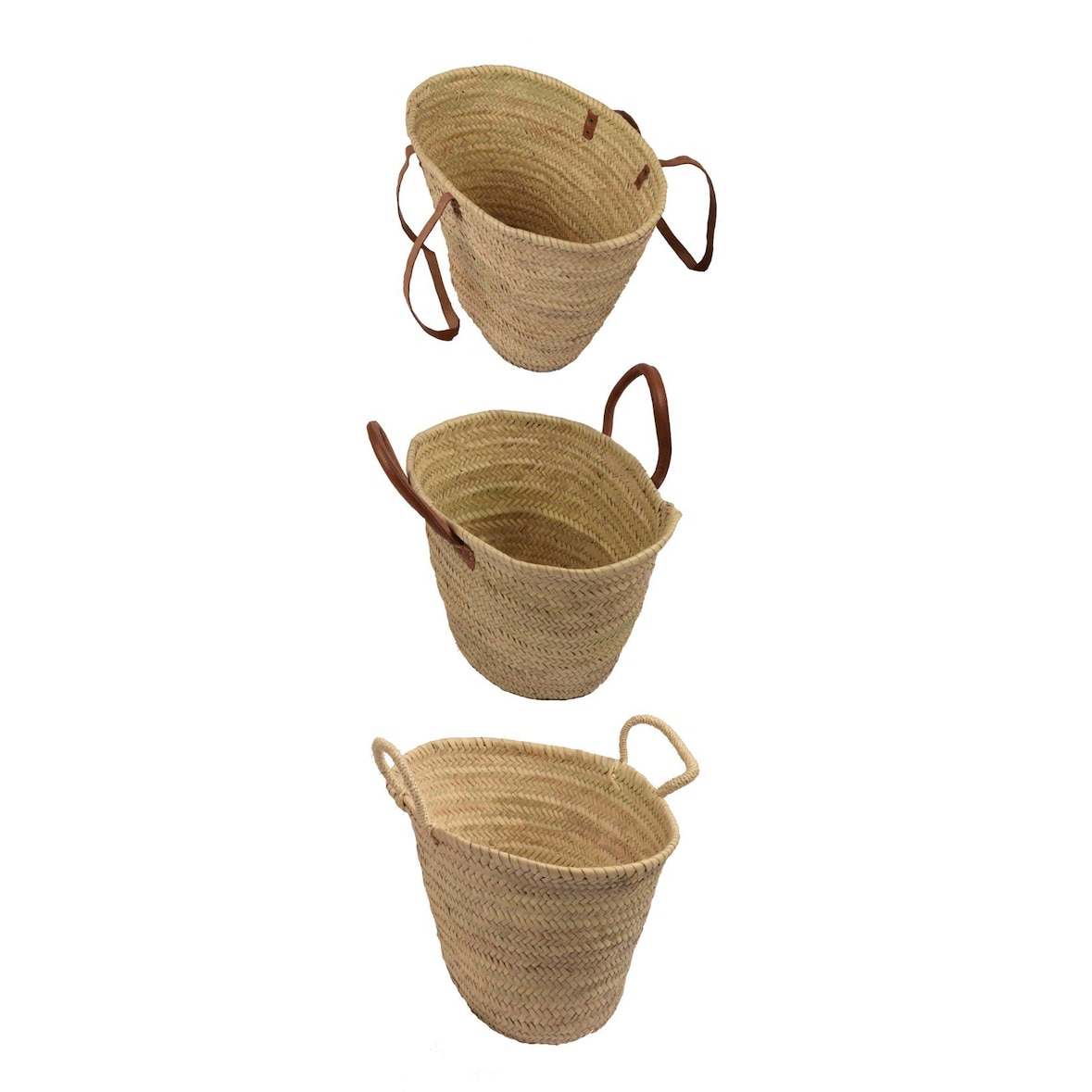 Bolso de Mimbre - Cesta de la Compra con Asas - Capazo fibras naturales -