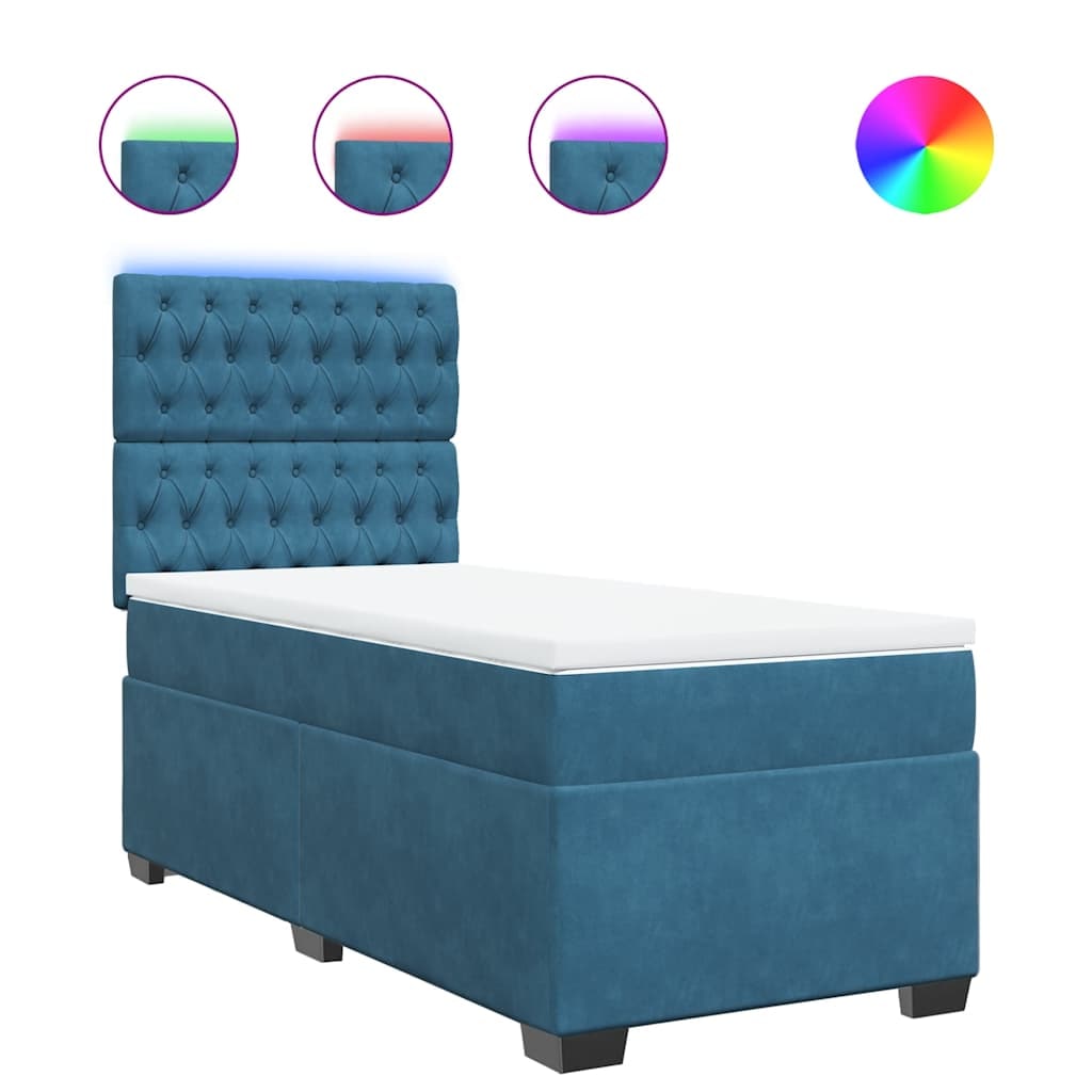 vidaXL Boxspringbett mit Matratze Blau 80x200 cm Samt