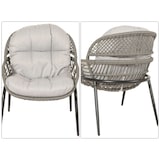 thumbnail of Set in poly rattan HWC-N33, set da balcone set da giardino gruppo di sedute sedia tavolino ~ grigio, rivestimento grigio chiaro