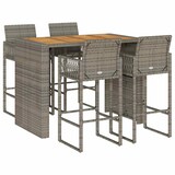 thumbnail of vidaXL 5-tlg. Gartenbar-Set ohne Kissen Grau Poly Rattan Akazie