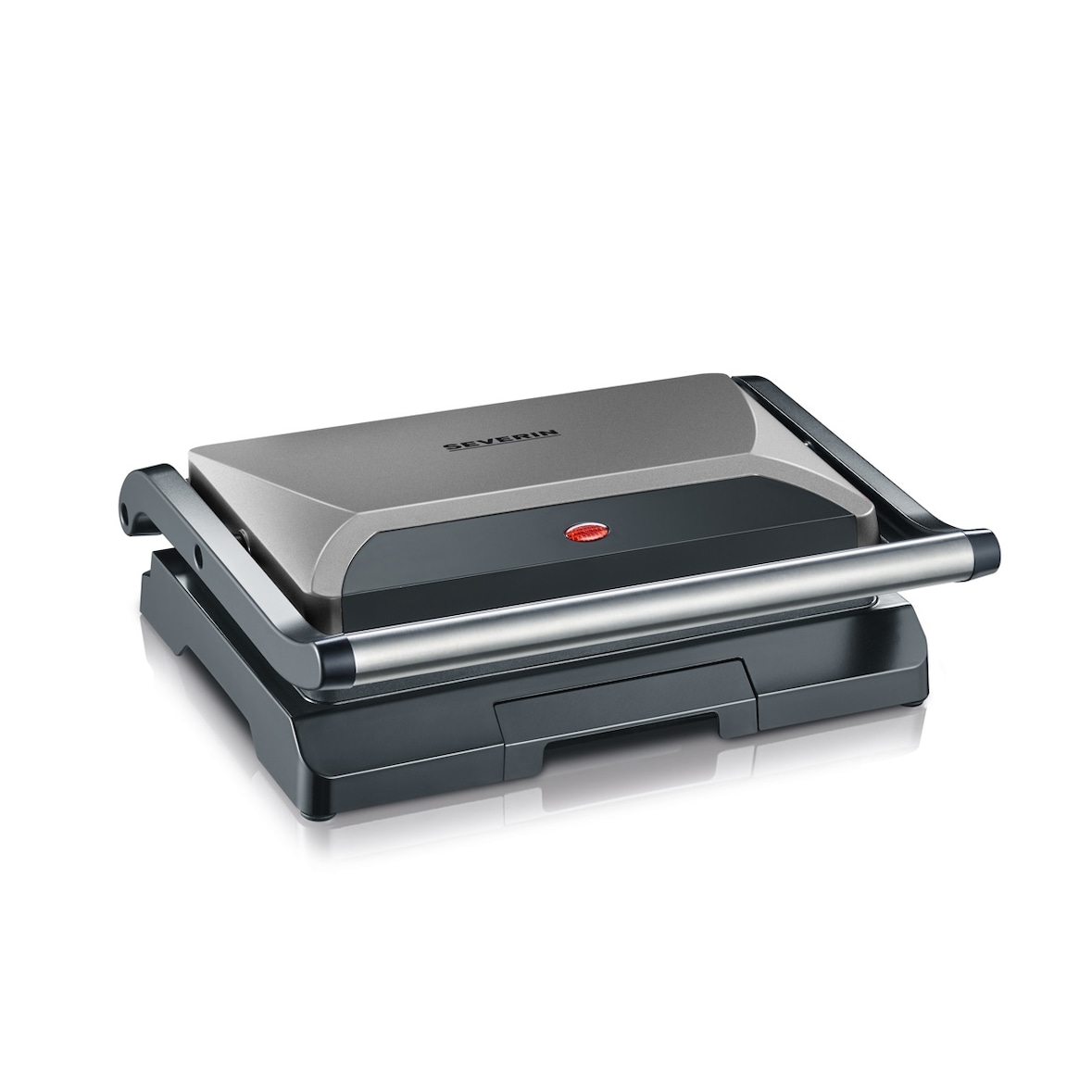 Severin Kg2394 Gril Multifonction Compact : Viande - Paninis - Legumes - Plaques Anti-adhesives 23x14 -5 Cm - Recuperateur De Gr