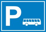 thumbnail of Bus Reisebus Parkplatz Schild waagerecht A5 Rückseite selbstklebend