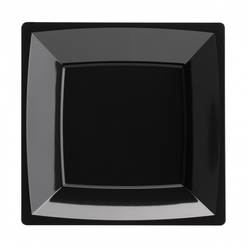 Sovie Tableware Teller MILAN tief aus Plastik, 17,2 x 17,2 cm, Schwarz, 12 Stück - Einweg