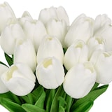 thumbnail of Relaxdays künstliche Tulpen, 24 Kunstblumen wie echt, dekorative Kunsttulpen aus Kunststoff, ca. 33,5 cm lang weiß/grün