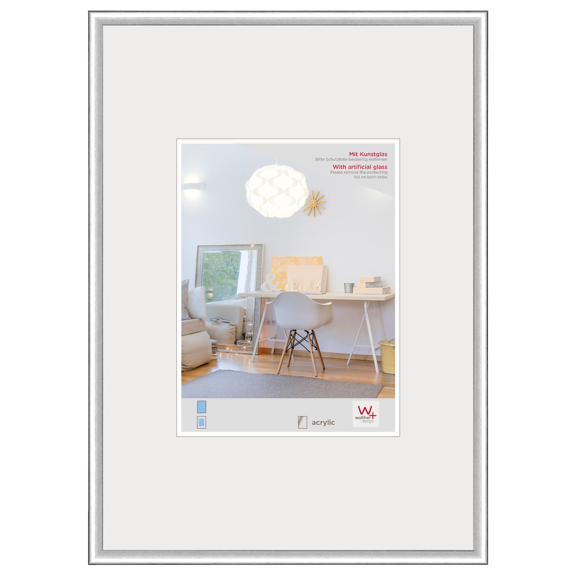 New Lifestyle Kunststoff Bilderrahmen Kunstglas, silber, 13 x 18 cm