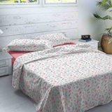 thumbnail of Conjunto de lençóis estampados de inverno de 4 peças 150 flanela algodão extra macio Rin Naturals