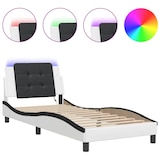 thumbnail of vidaXL Bettgestell mit LED Weiß und Schwarz 100x200 cm Kunstleder