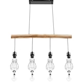 thumbnail of tectake Candeeiro suspenso Woody, 4 luzes, com viga de madeira, 40 W 82 x 13,5 x 140 cm Preto/Castanho