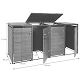 thumbnail of Set 4x copribidoni box spazzatura rifiuti HWC-J82 80x264x117cm acciaio inox antracite marmo scuro