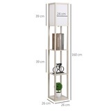 thumbnail of Lámpara de Pie de Madera con 3 Estantes para Bombilla E27 Potencia Máx. 40W Lámpara Moderna para Salón Dormitorio 26x26x160 cm Roble y Blanco