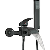 thumbnail of "ROSA" | Wasserfall Badewannenarmatur Schwarz Dusche |Edelstahl, Inklusive Handdusche und Halterung | Mischbatterie Badewanne Thermostat Komplett-Set