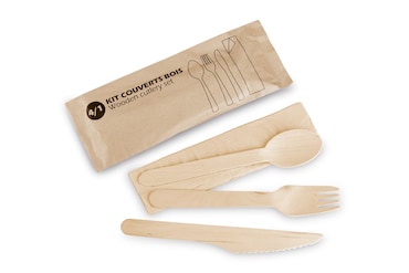 Kit posate in legno 4 in 1 da 16 cm (500 unità)