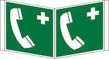 thumbnail of Rettungszeichen, Winkelschild Notruftelefon E004 - ASR A1.3 (DIN EN ISO 7010) - 200x200x1 mm Kunststoff