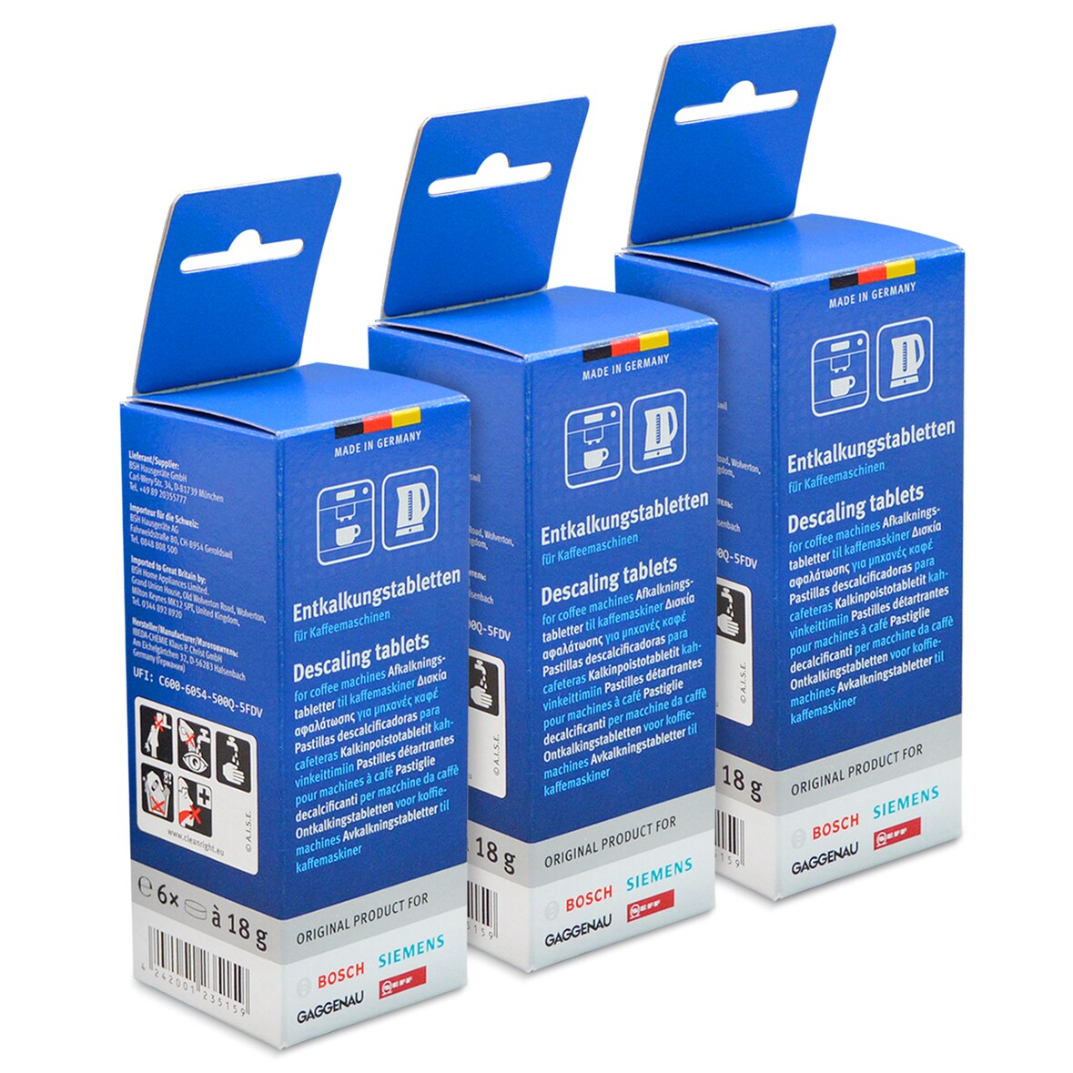 Entkalkertabletten Bosch 00311556 3 Packungen x6 Entkalker für Kaffeemaschine