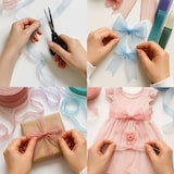 thumbnail of 25mm Organzaband 25m Chiffonband Schleifenband Geschenkband Deko Stoffband Apricot