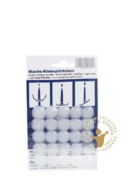 Jaspers Kerzen Haftplättchen, Wachsklebeplättchen weiß, 50 Stück