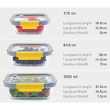 thumbnail of PIKA - Lot de 3 boites alimentaires sous vide en verre + pompe de mise sous vide - 370ml + 640ml + 1050ml - Micro-ondes, four, congélateur - GlassShoc