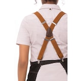 thumbnail of Chef Works® Urban Kollektion, BERKELEY Latzschürze (kurz) inkl. Desert-Braun Berkeleyträger, Denimblack, Cross Back, 100% Baumwolle