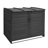 thumbnail of XL 2er-/4er-Mülltonnenverkleidung HWC-H75b, Mülltonnenbox, erweiterbar 138x138x105cm Holz MVG-zertifiziert ~ anthrazit