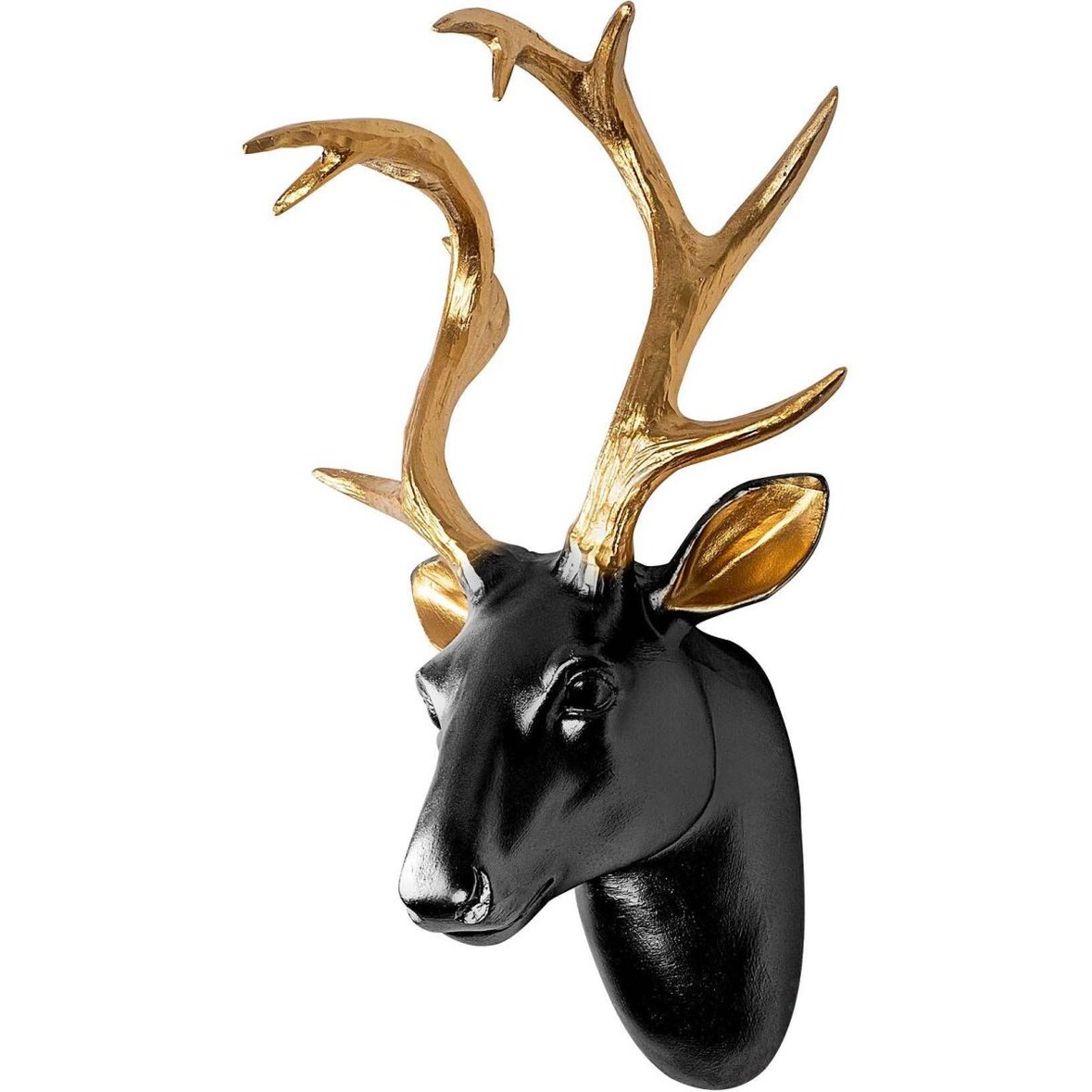 Décoration murale en polyester buste de cerf noir et doré Hanah Home