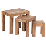 thumbnail of Holz Satztisch Set ``Nako``: 3-teilig, Landhaus-Stil, Massivholz, platzsparend, 45x50x36 cm, 37x38x30 cm, 30x25x25 cm. Beige | Kadima Design