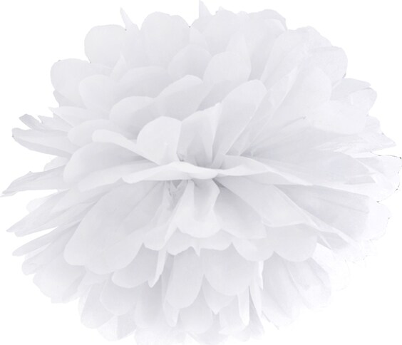 Ein weißer Pompon aus Papier.