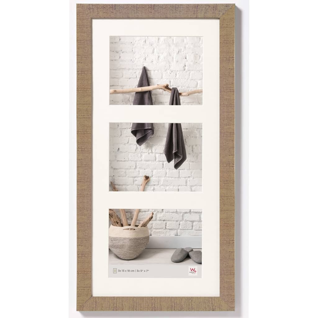 Home Cadre Galerie en bois 3x 13x18 cm BEIGE MARRON