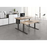 thumbnail of bümö Stehtisch Büro, Bistrotisch eckig 80 x 80 cm - Bartisch Asteiche, Stehtisch Holz-Platte, Säule aus Metall verchromt, Buffettisch, Säulentisch,