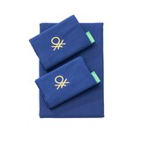 thumbnail of Benetton - Conjunto de cama king 4 peças: lençol plano (240x290cm), lençol justo (175x200cm), 2 fronhas (50x80cm) 100% algodão azul